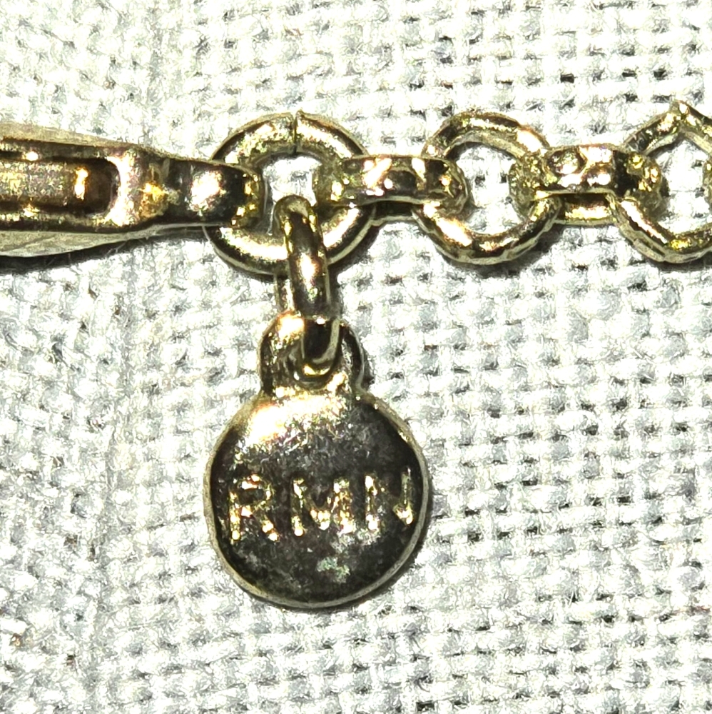 RMN Roman Signed Gold Tone Beehive Coil Beaded Cable Chain Station Necklace 34" - Picture 10 of 10
